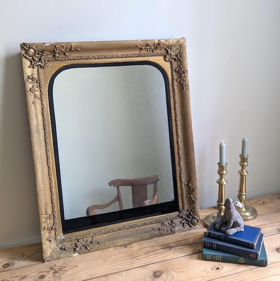 An Antique French Gilt Framed Overmantel Wall Mirror C19th