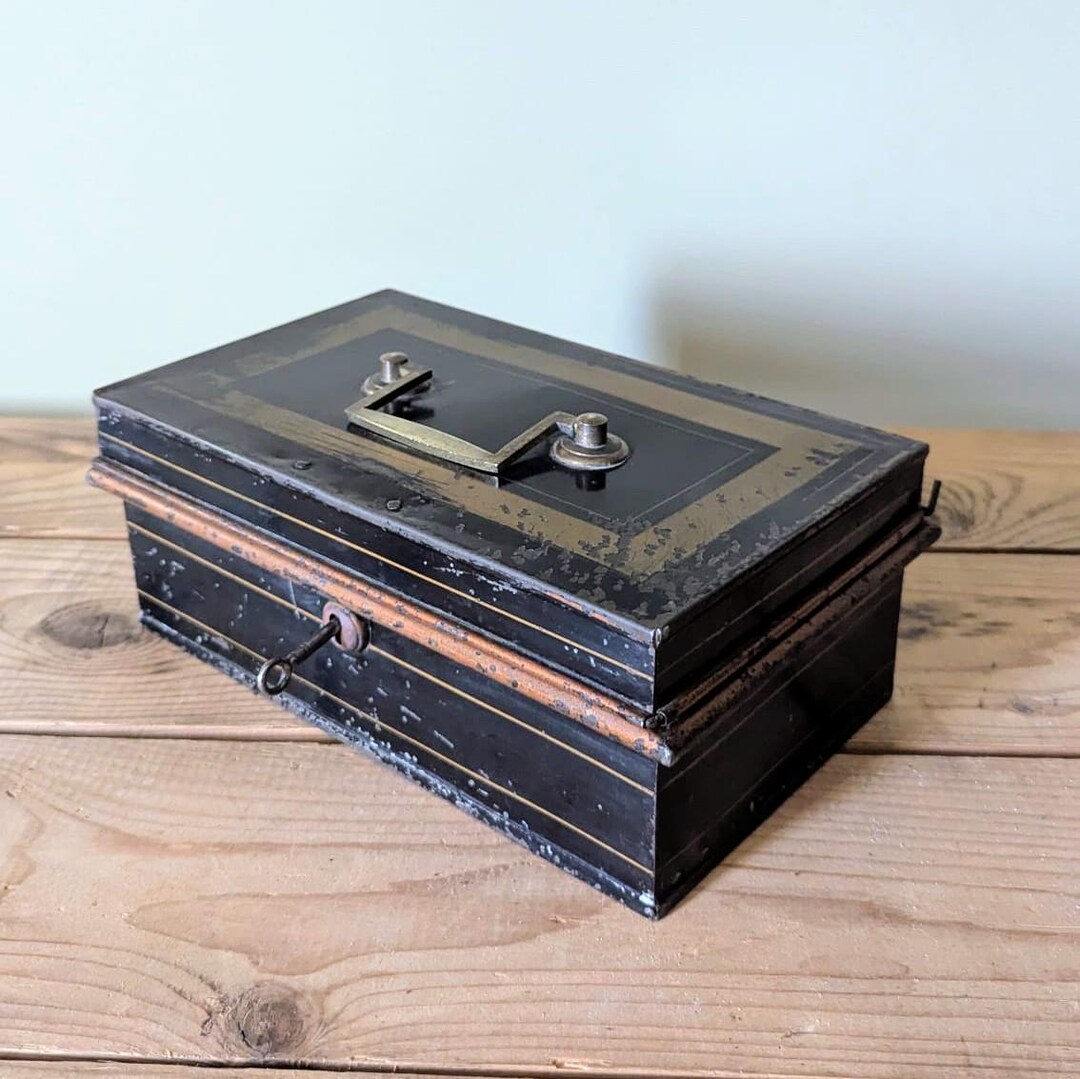 Vintage Toleware Cash Box, Steel Security Box With Key - Etsy