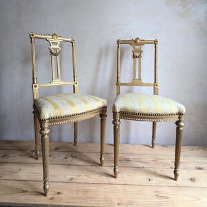 A pretty pair of antique French gilt boudoir or side chairs in Napoleon III style C1890