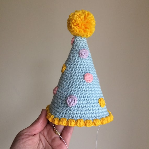 Pompom Party Hat PDF Crochet Pattern 