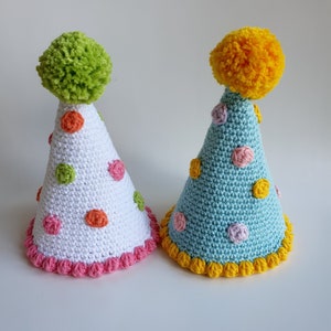 Pompom Party Hat  - PDF Crochet Pattern - Crochet Party Hat - Party Decor - Kids Birthday - Pets Birthday - Pet Accessories