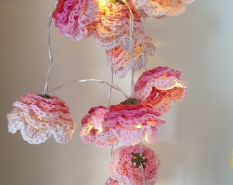 Flowers For Fairy Lights - PDF Crochet Pattern - Flower Fairy Lights - Crochet Flower Garland