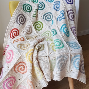 Spiralling Into The Unknown - PDF Crochet Blanket Pattern - Spiral Granny Square
