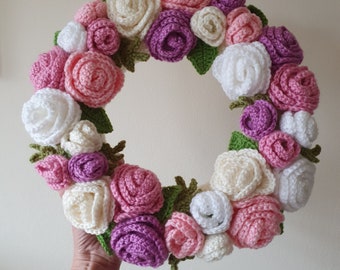 Crochet Rose Wreath - PDF Crochet Pattern - Crochet Flower Wreath