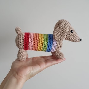 Rainbow Sausage Dog - PDF Crochet Pattern - Crochet Sausage Dog - Rainbow Dachshund - Crochet Dachshund - Amigurumi Dachshund