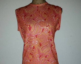 1960's Vintage Mod Orange Paisley Matching Outfit