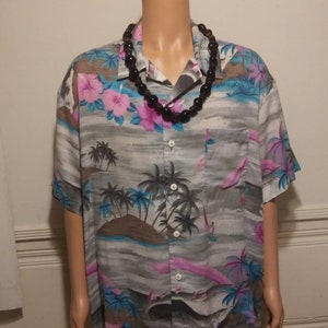 Vintage Button Down Hawaiian Flora Surfer Shirt Large
