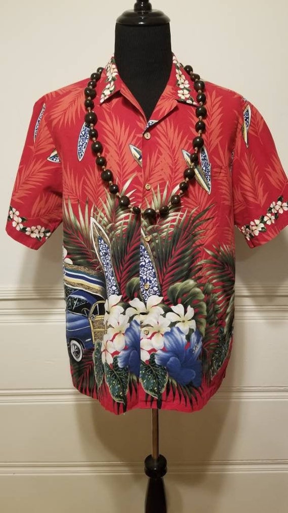 Vintage Authentic Red Hawaiian Shirt XL