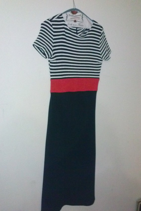 Vintage 90's Nautical Inspired Red and Blue Dress - image 4