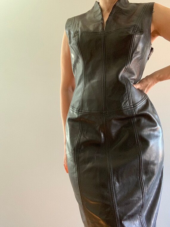 2000's 'danier' Vintage Leather Sleeveless Dress | Etsy