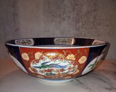 Vintage Otagiri Gold Imari Oriental Asian Japanese Footed Bowl