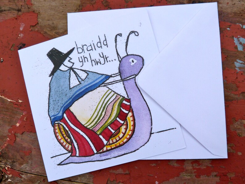 Cerdyn 'Braidd yn hwyr...' 'A bit late' Welsh card. Bild 1