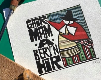 Gair Mam - Torlun Leino/Lino Print