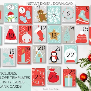Sobres para calendario de adviento para imprimir, sobres navideños para hacer uno mismo, calendario de adviento, sobres para adviento para imprimir/ Descarga instantánea en formato pdf tamaño carta