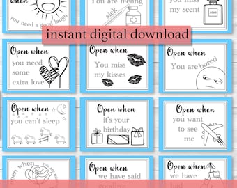 Open When Letter Labels: Boyfriend/Girlfriend Gift (Instant Download PDF)