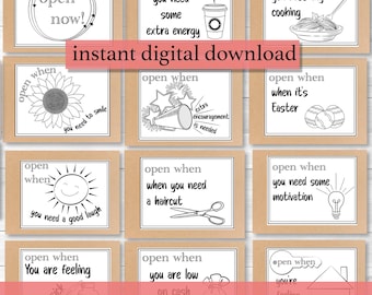 Open When Letter Labels, College Student Care Package, Going Away Gift (Digital Download)