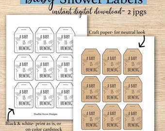 Editable Baby Shower Tags: Printable PDF Template (Digital Download)