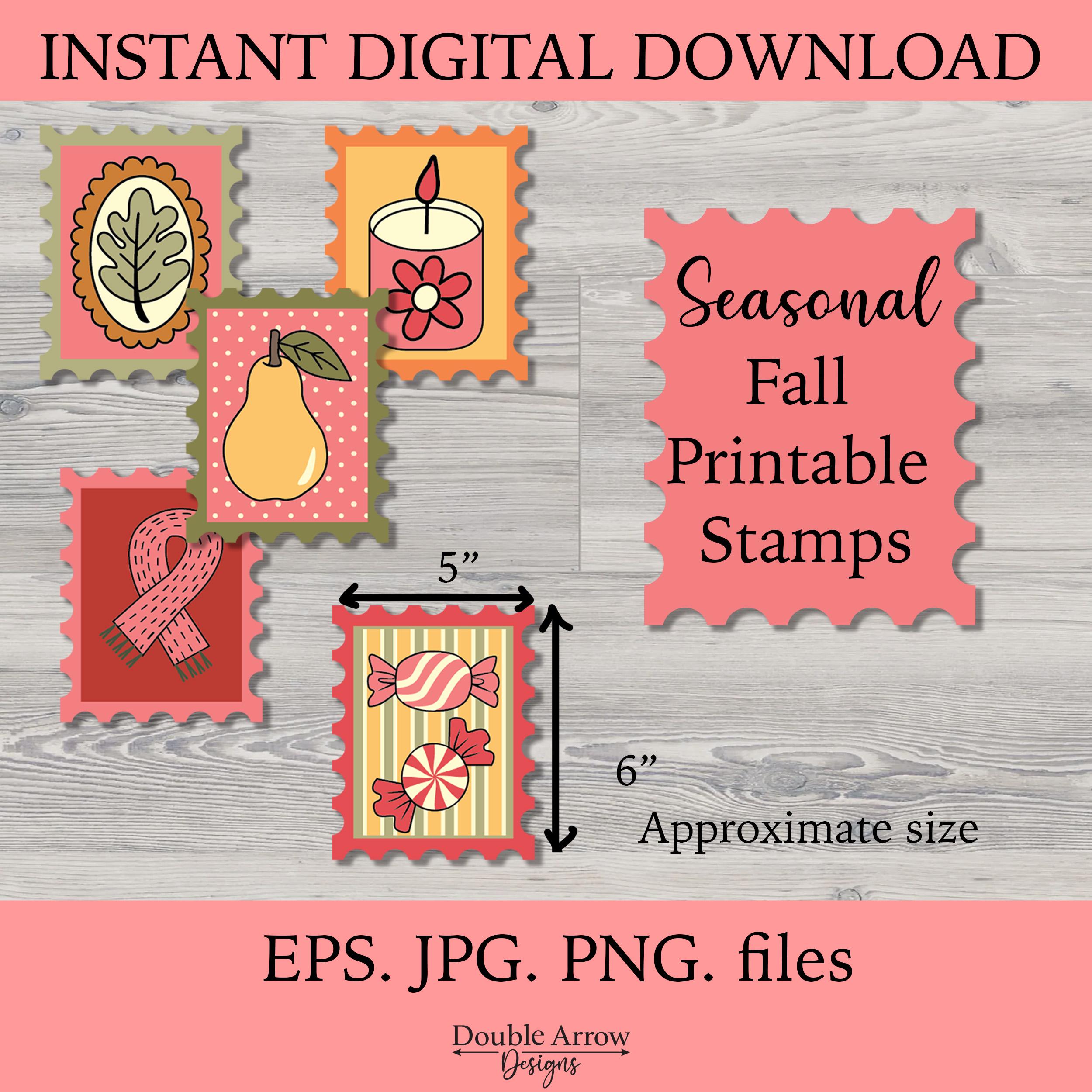 Fall Postage Stamp Clipart, Printable Autumn Stamps, Cozy Season ...