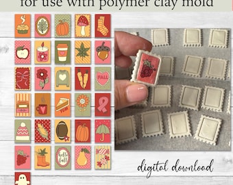 Fall Postage Stamp Printables: Polymer Clay Mold Designs (Digital Download)