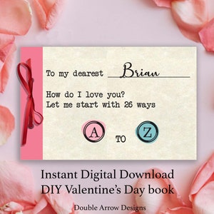 Libro de cupones de amor imprimible para ella y para él, cupón personalizable para el día de San Valentín, regalo para él, regalo para el esposo, regalo de aniversario, vales de amor