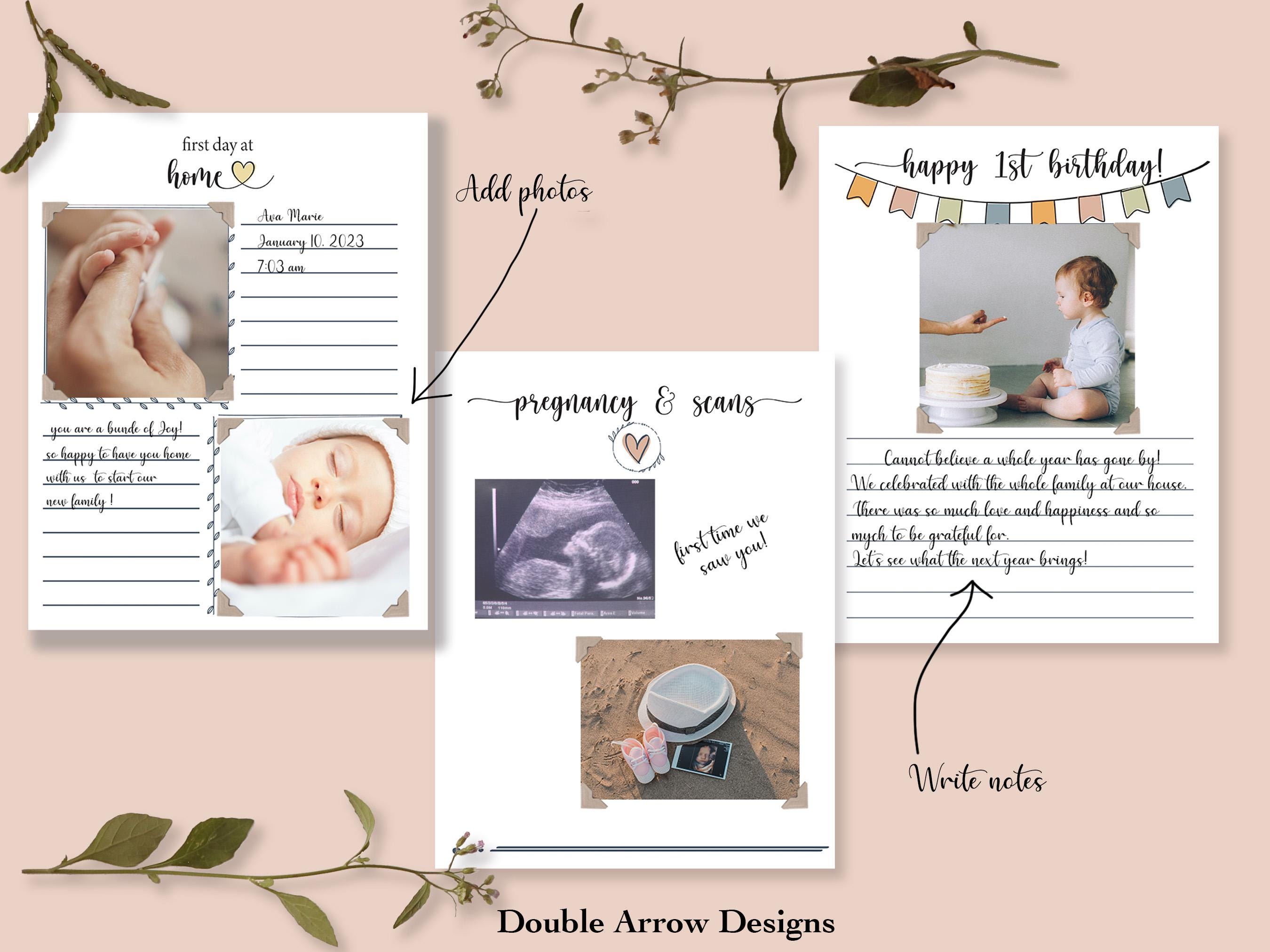 Hand-drawn Baby Memory Book Pages: First Year Milestones (letter PDF ...