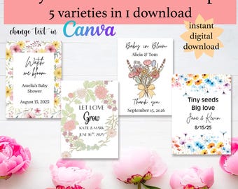 Baby Shower Seed Packet Template: Baby in Bloom Favors (Digital Download, 4 Designs Included)