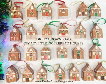 Printable Advent Calendar Paper Houses: DIY Gingerbread Village (PDF)
