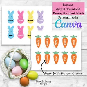 Printable Editable Easter Gift Tags | Customizable Gift Tags for Easter Treats, Goodie Bags, and Party Favors. Editable Easter labels