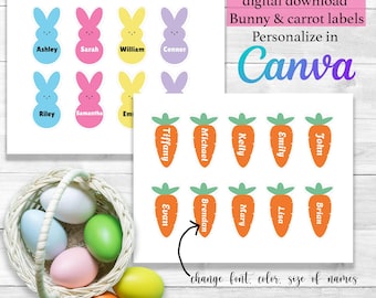 Printable Easter Gift Tags: Editable Canva Template (PDF Download)
