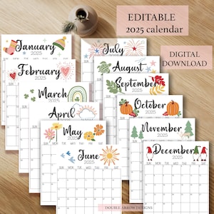 Afdrukbare kalender 2025, bewerkbare kalender 2025, kalender 2025, afdrukbare kalender 2025, maandkalender afdrukbaar, direct downloaden