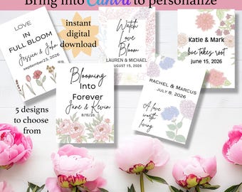 Printable Wedding Favor Seed Packet Template Envelope.Foldable Seed Packets, 5 designs