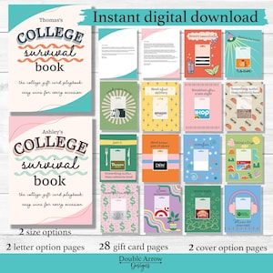 Libro de tarjetas de regalo para la universidad, kit de supervivencia para la universidad, libro de tarjetas de regalo imprimible, paquete de ayuda para la universidad, libro de tarjetas de regalo imprimible para la universidad, regalo para la universidad