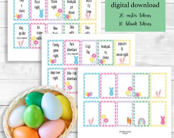 Printable Easter Egg Tokens, Kids' Prizes (PDF)