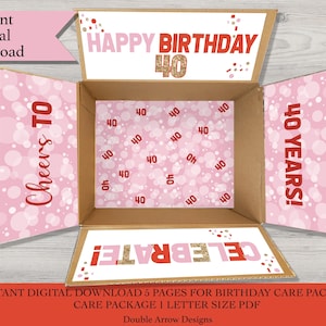 Happy 4OTH Birthday Care package printable labels. Happy birthday care package labels| Instant Digital Download.1 pdf letter size