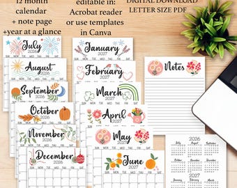2026-2027 Academic Calendar Printable – Monthly School Year Planner (Digital Download)