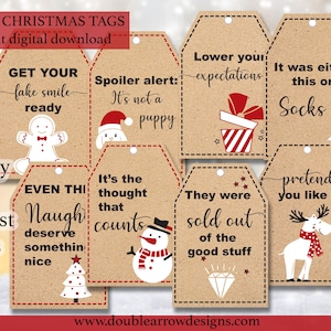Funny Christmas tags, Funny Christmas Present Printable Tags, Fun Christmas Gift Tags, Holiday Tags,  Christmas Tags, Honest Gift Tags