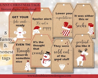 Funny Christmas Gift Tags, Honest Holiday Present Tags (Digital Download)