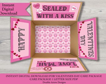 Valentine's Day Care Package Labels: Printable Gift Box Decor (PDF Download)