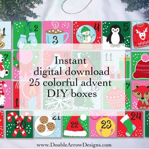 Printable Christmas Advent Calendar Boxes: DIY Paper Craft (PDF)