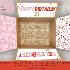 happy Birthday Care package printable labels. happy 21st birthday care package labels| Instant Digital Download.1 pdf letter size