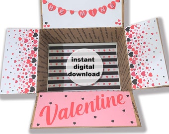 Valentines Day printable labels for care package|deployment|boy/girlfriend|college|decorated box flaps| Instant Download pdf letter size