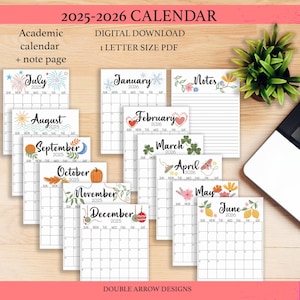 Printable 2025-2026 Academic Calendar | Download & Print | School Year Planner | Academic Schedule | Study Planner | Student Organize