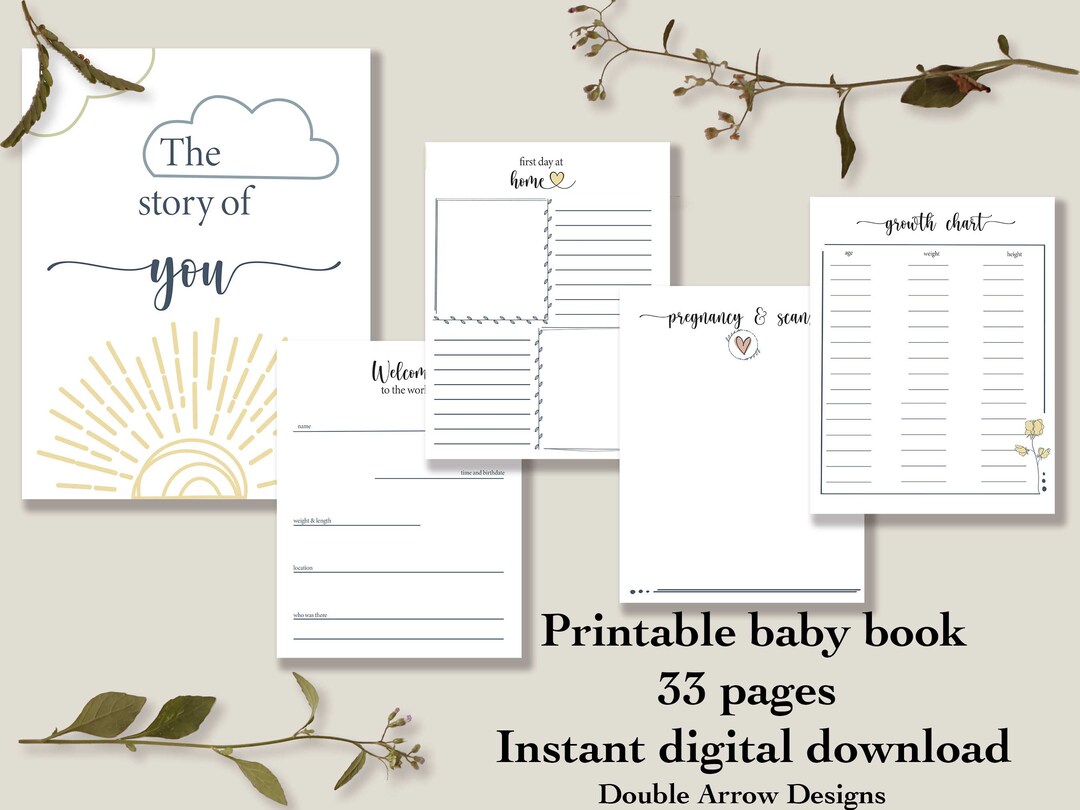 Printable Baby Book Pages, Baby Memory Book, Printable Baby Journal ...