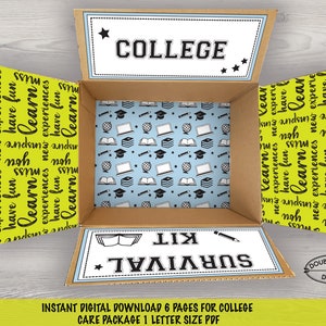 College Care Package Printable Labels (PDF Download, Letter Size)