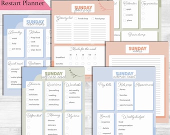 Sunday Reset Planner, Home Organization, Schedule, Mind System (Digital Download)