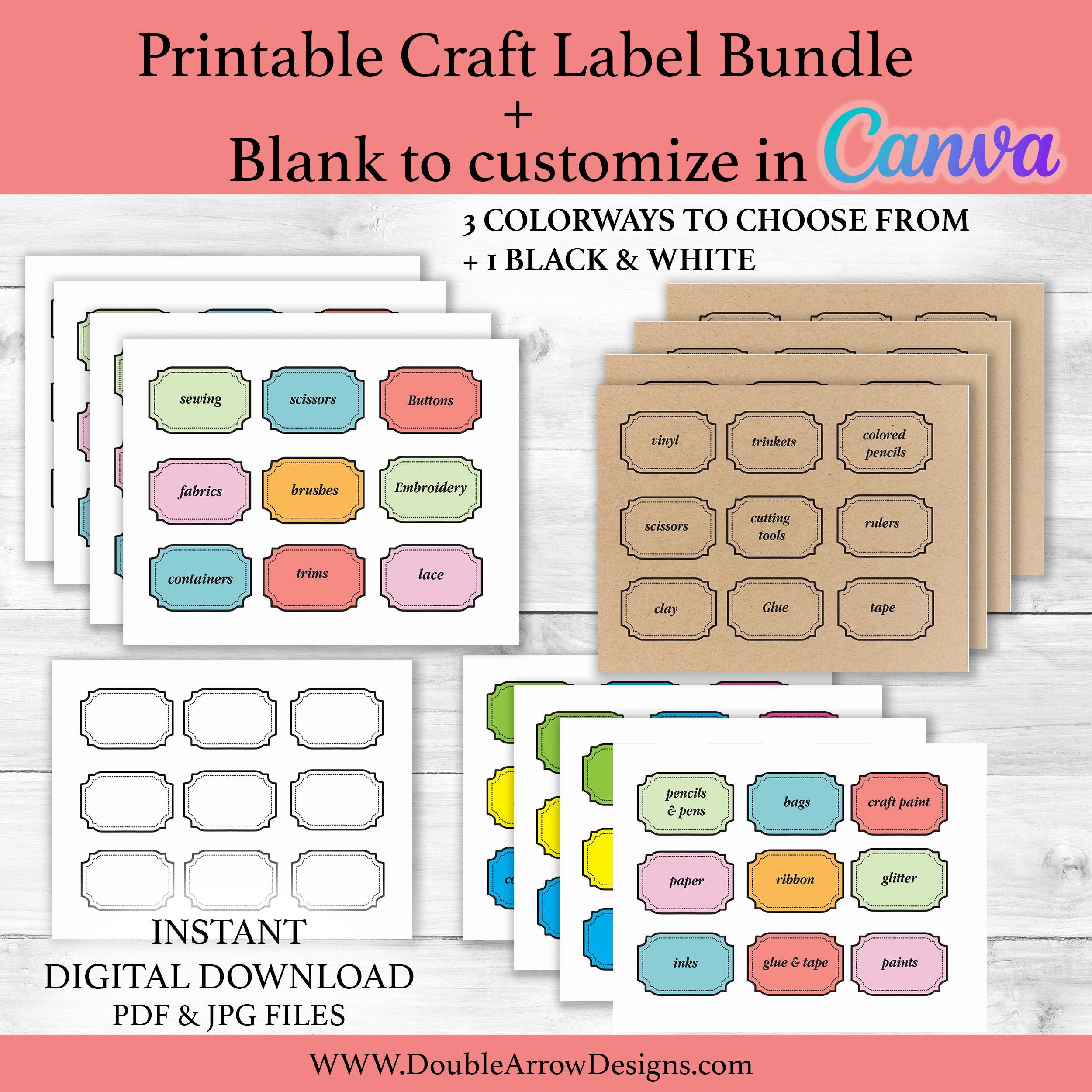 Printable Craft Labels, Customizable for Supplies, Instant Download ...