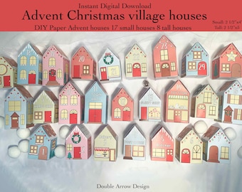 Printable Paper Christmas Village Advent Calendar: DIY Houses (PDF)