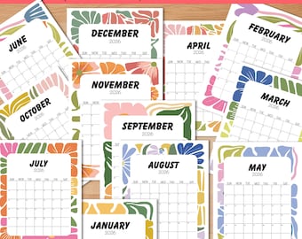 2026 Boho Calendar Printable: Large 11x17, Letter Size Wall Planner (Digital Download)