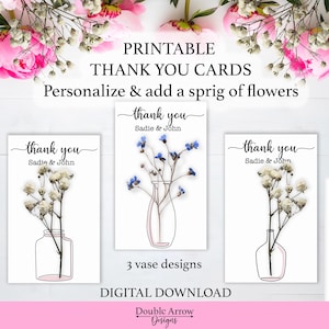Dankeschön-Karten zum Ausdrucken, Personalisierte Dankeschön-Karten, Dankeschön-Blumen zum Downloaden, Sofort-Download: