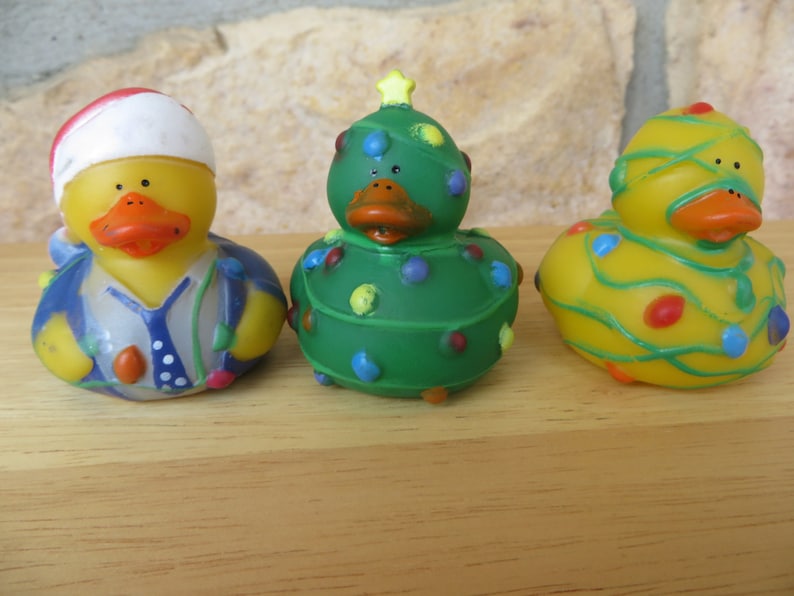 Christmas Rubber Ducks Tangled in Lights Set of 3 Ducks Etsy